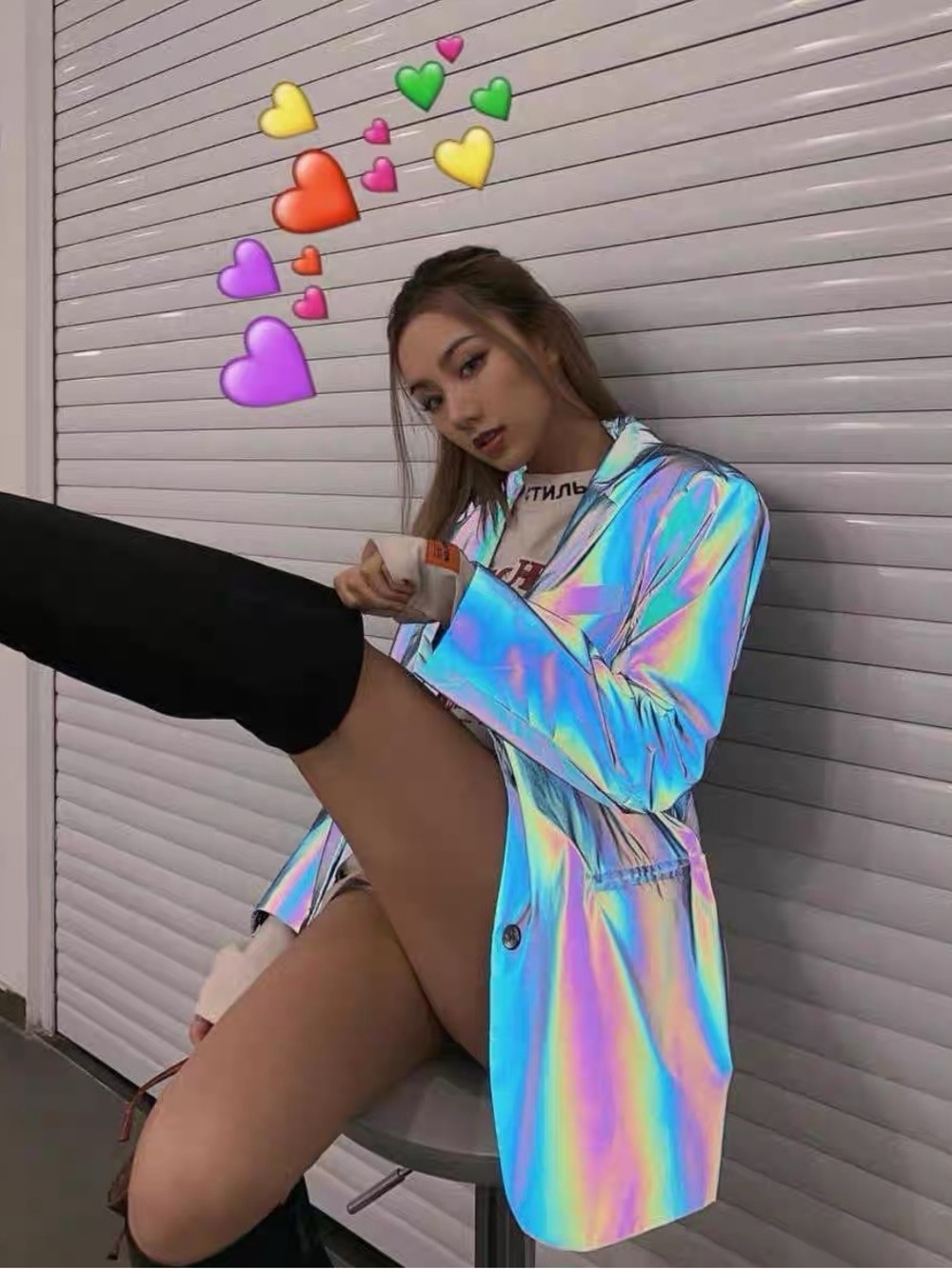 ONOFFON Iridescent Reflective Wool Blazer | Size M | Excellent Condition